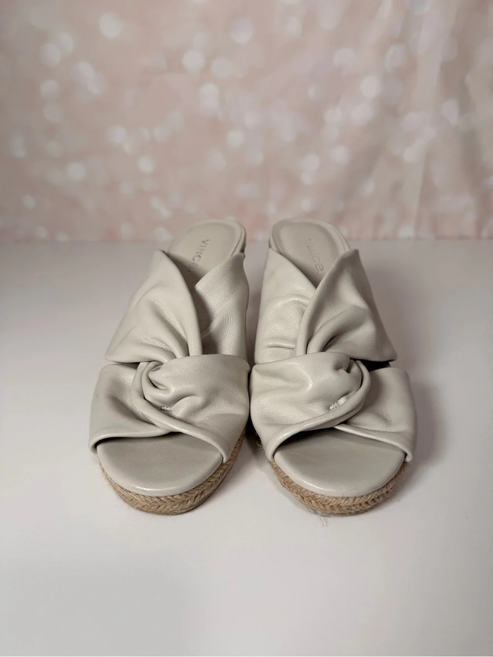 VINCE. Cream Espadrille Wedge Sandals